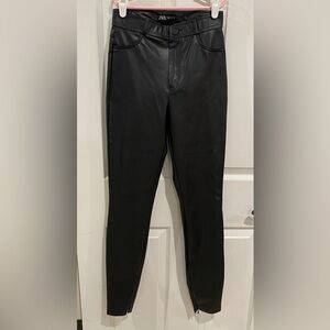 ZARA Faux Leather Pants Zipper at Ankle Size XS